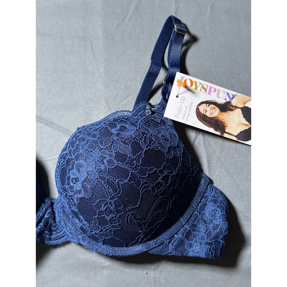 NWT Joyspun Womens Lace Push Up Bra- Navy Water- Plunge Neckline 36B - Picture 6 of 9
